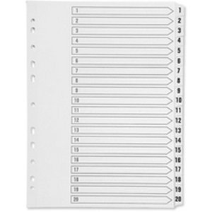 Dividers Numbered 1-20 Carton & White