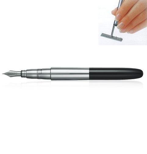 Stamp Fountain Pen Black Gloss lacquered and chrome plated