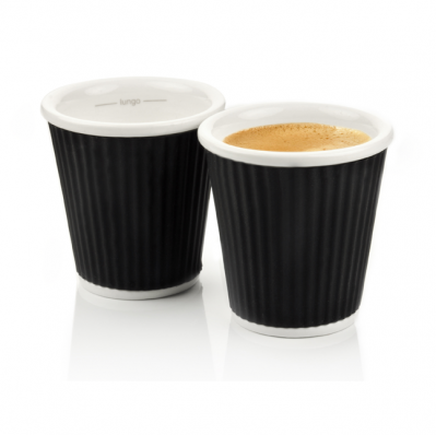 Porcelain Cups Black 10cl Set of 2