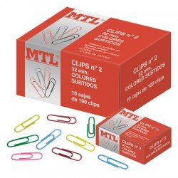 Paper Clips 32mm pk100 Assorted Colours