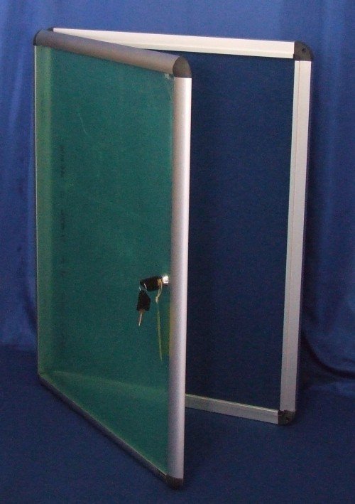 Notice Board Lockable 67 x 50cm Blue Felt