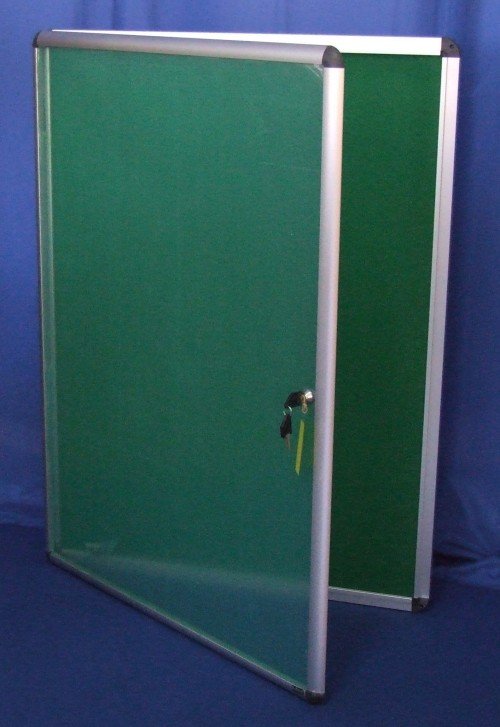 Notice Board Lockable 72 x 98cm Green Felt