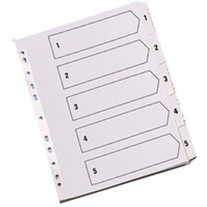 Dividers Numbered 1-5 Carton & White