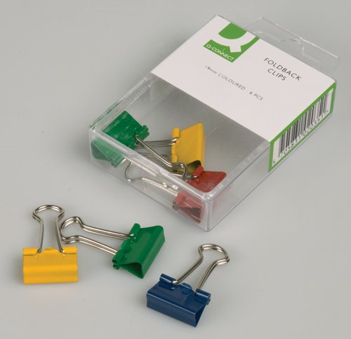 Foldback Clips 19mm Coloured Pk6