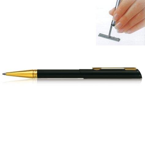 Stamp Ballpen Black Matt lacquer coated and gold plated