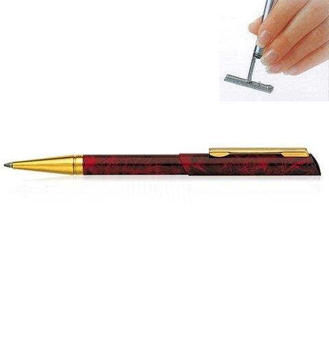 Stamp Ballpen Red/Black marbled and gold plated