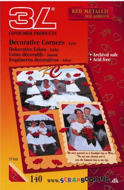 Photo Corners 19mm Red/Love Pk140