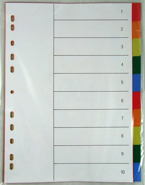 Dividers x 10 Plastic Coloured