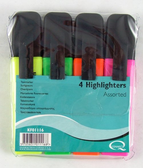 Highlighters Assorted Pk4 Q Connect