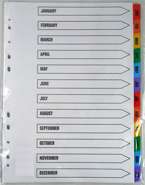 Dividers Jan-Dec Manilla Coloured