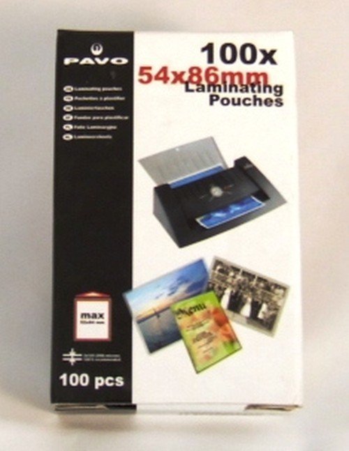 Laminating Pouches 54x86mm 125Mic Pk100